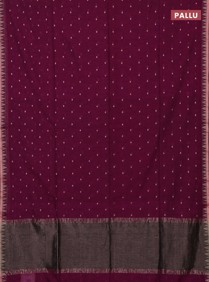 Bengal soft cotton saree magenta pink with allover thread woven buttas and thread & zari woven border