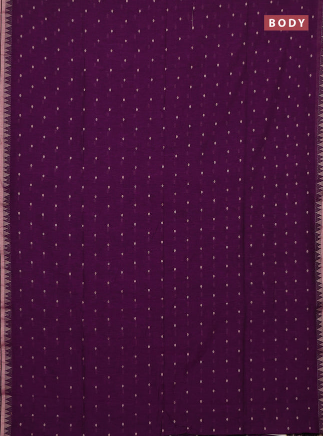 Bengal soft cotton saree purple with allover thread woven buttas and thread & zari woven border