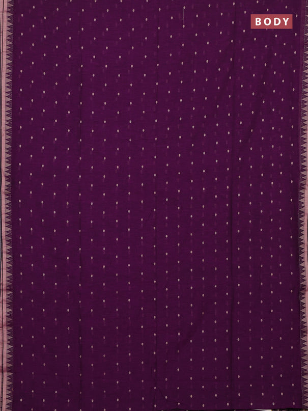 Bengal soft cotton saree purple with allover thread woven buttas and thread & zari woven border