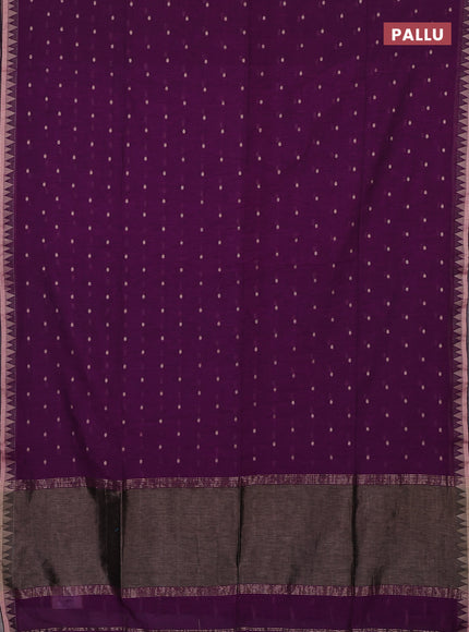 Bengal soft cotton saree purple with allover thread woven buttas and thread & zari woven border