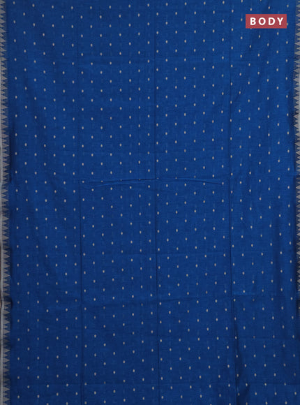 Bengal soft cotton saree cs blue with allover thread woven buttas and thread & zari woven border