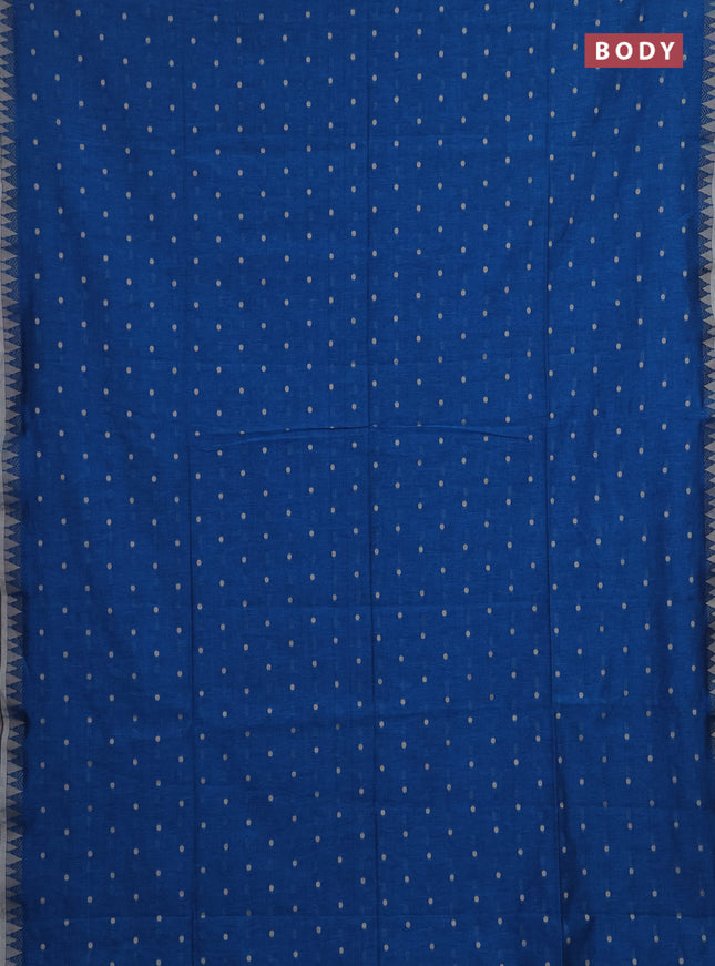Bengal soft cotton saree cs blue with allover thread woven buttas and thread & zari woven border