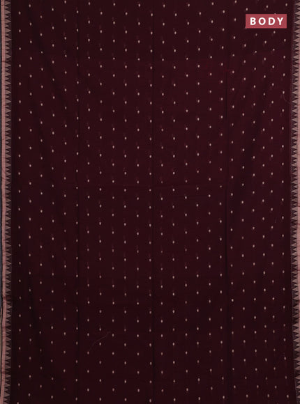 Bengal soft cotton saree deep maroon with allover thread woven buttas and thread & zari woven border