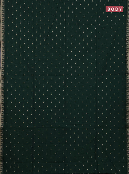 Bengal soft cotton saree green with allover thread woven buttas and thread & zari woven border