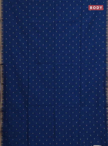 Bengal soft cotton saree cs blue with allover thread woven buttas and thread & zari woven border