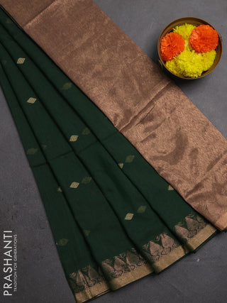 Bengal soft cotton saree green with allover thread woven buttas and thread & zari woven border