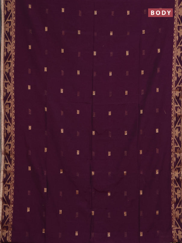 Bengal soft cotton saree green with allover thread woven buttas and thread & zari woven border
