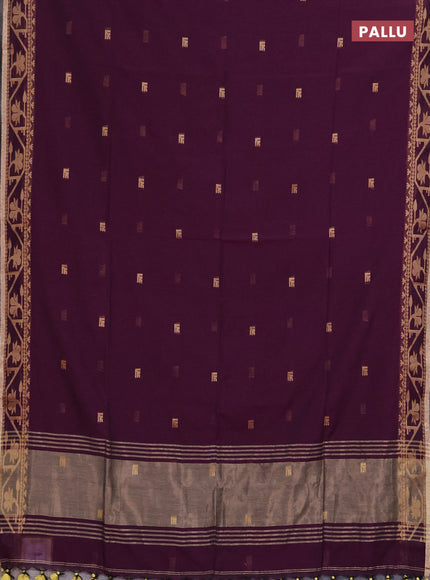 Bengal soft cotton saree green with allover thread woven buttas and thread & zari woven border