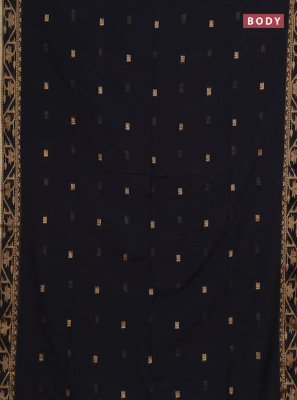 Bengal soft cotton saree black with allover thread woven buttas and thread & zari woven border