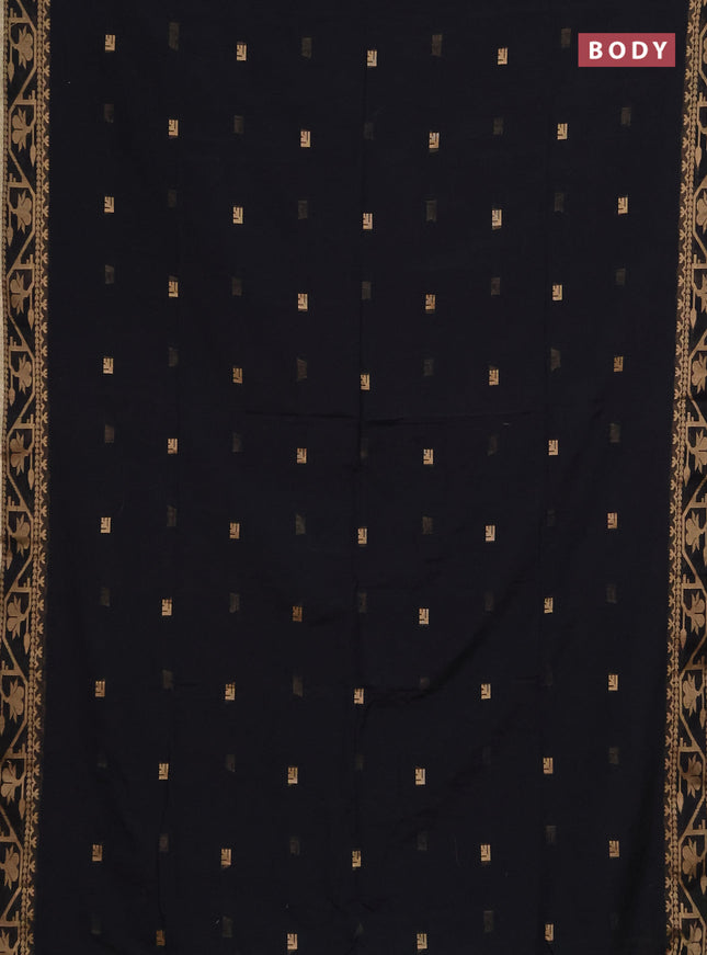 Bengal soft cotton saree black with allover thread woven buttas and thread & zari woven border