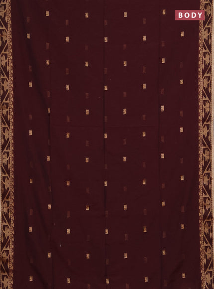 Bengal soft cotton saree deep maroon with allover thread woven buttas and thread & zari woven border
