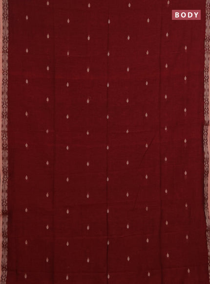 Bengal soft cotton saree maroon with allover thread woven buttas and thread woven border