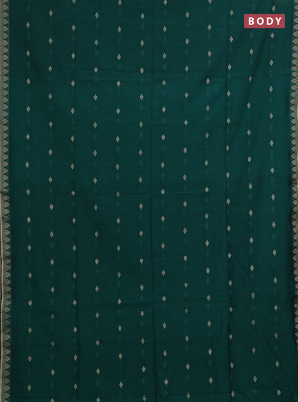 Bengal soft cotton saree green with allover thread woven buttas and thread woven border