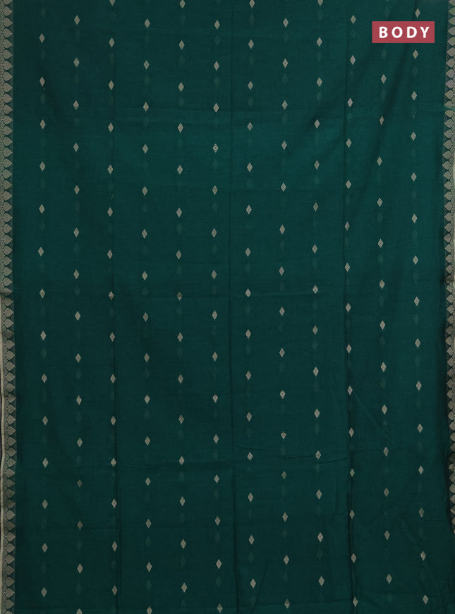 Bengal soft cotton saree green with allover thread woven buttas and thread woven border