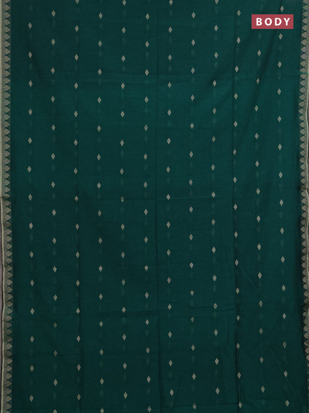 Bengal soft cotton saree green with allover thread woven buttas and thread woven border