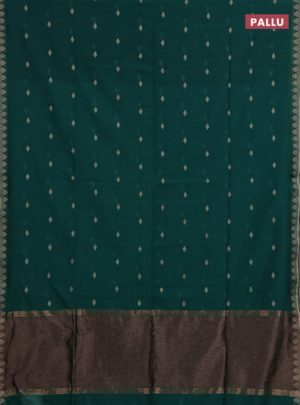 Bengal soft cotton saree green with allover thread woven buttas and thread woven border
