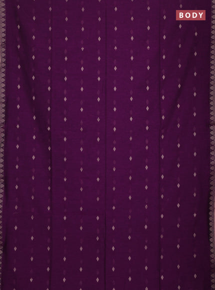 Bengal soft cotton saree deep purple with allover thread woven buttas and thread woven border