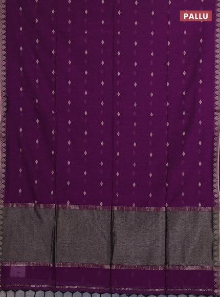 Bengal soft cotton saree deep purple with allover thread woven buttas and thread woven border