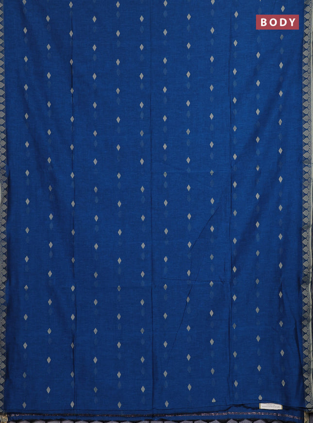 Bengal soft cotton saree cs blue with allover thread woven buttas and thread woven border
