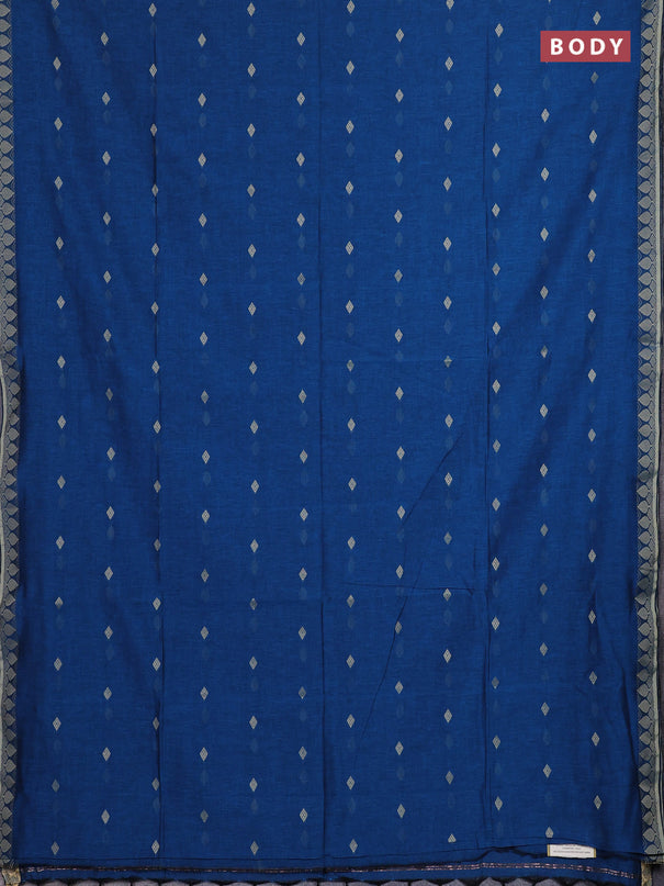 Bengal soft cotton saree cs blue with allover thread woven buttas and thread woven border