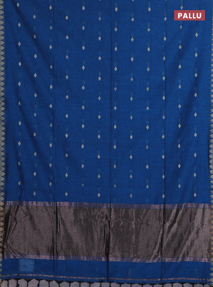 Bengal soft cotton saree cs blue with allover thread woven buttas and thread woven border