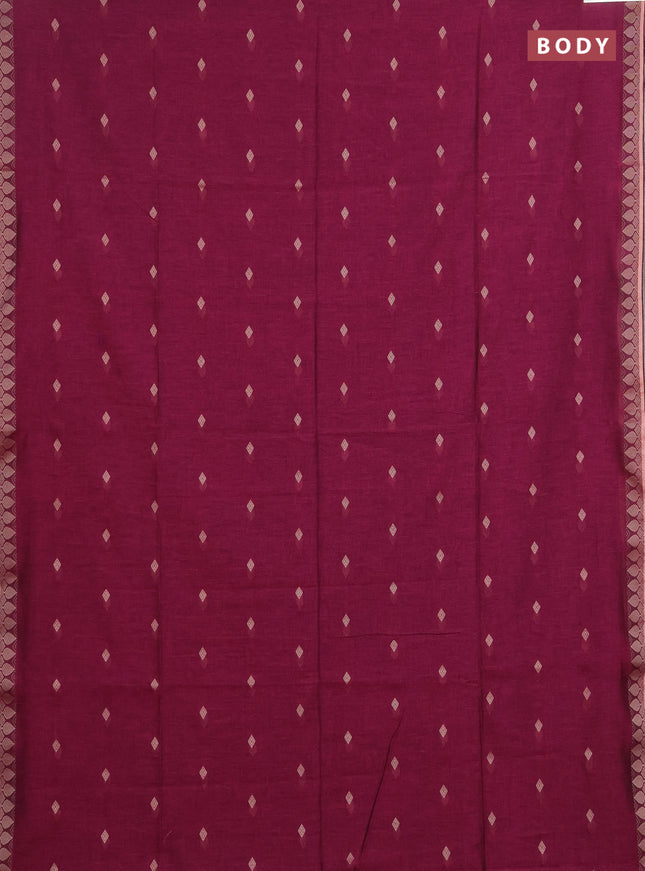 Bengal soft cotton saree magenta pink with allover thread woven buttas and thread woven border