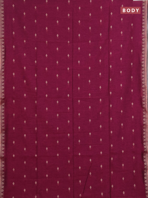Bengal soft cotton saree magenta pink with allover thread woven buttas and thread woven border