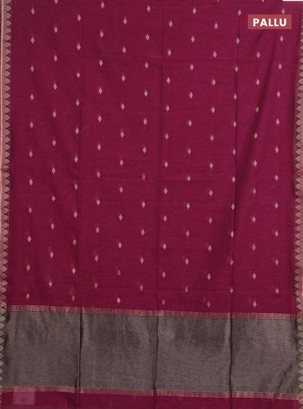 Bengal soft cotton saree magenta pink with allover thread woven buttas and thread woven border