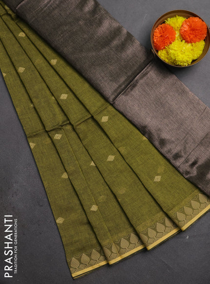 Bengal soft cotton saree light green with allover thread woven buttas and thread woven border