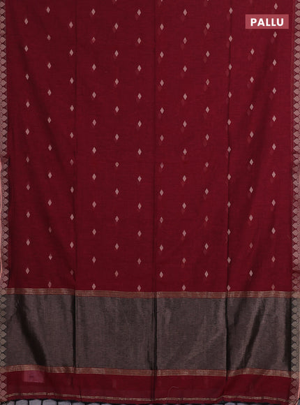 Bengal soft cotton saree maroon with allover thread woven buttas and thread woven border