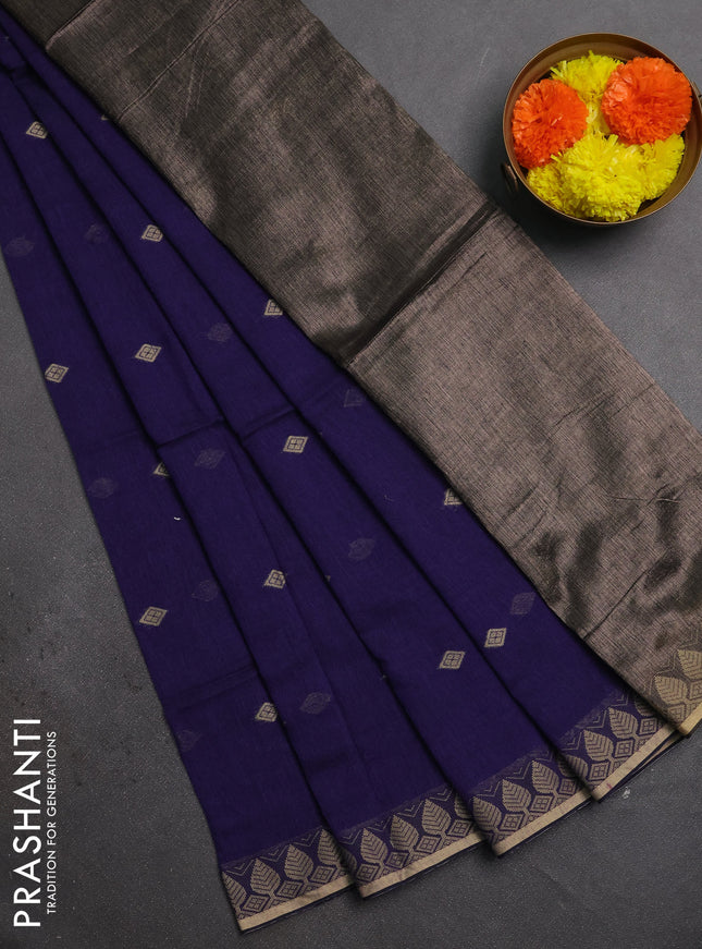 Bengal soft cotton saree violet with allover thread woven buttas and thread woven border