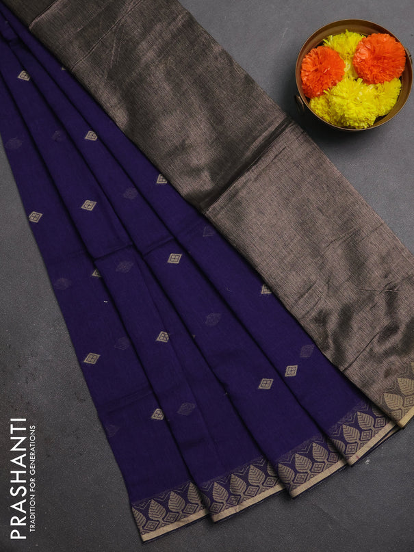 Bengal soft cotton saree violet with allover thread woven buttas and thread woven border