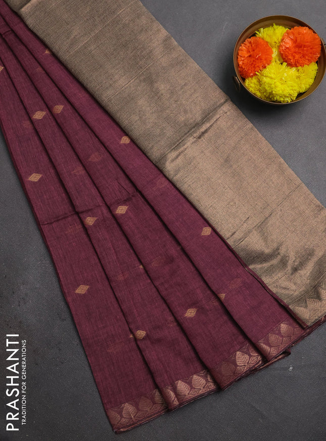 Bengal soft cotton saree light pink with allover thread woven buttas and zari woven border