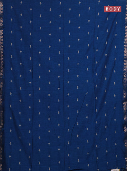 Bengal soft cotton saree cs blue with allover thread woven buttas and zari woven border