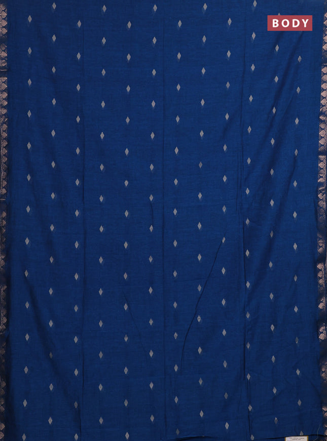 Bengal soft cotton saree cs blue with allover thread woven buttas and zari woven border