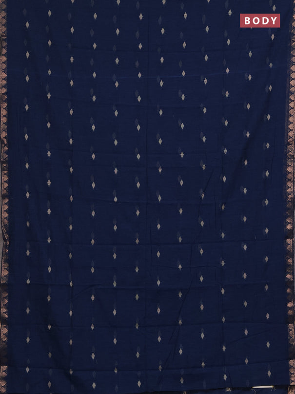 Bengal soft cotton saree peacock blue with allover thread woven buttas and zari woven border