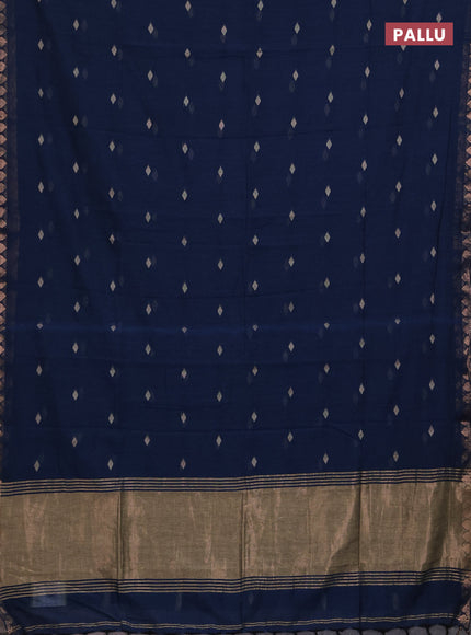 Bengal soft cotton saree peacock blue with allover thread woven buttas and zari woven border