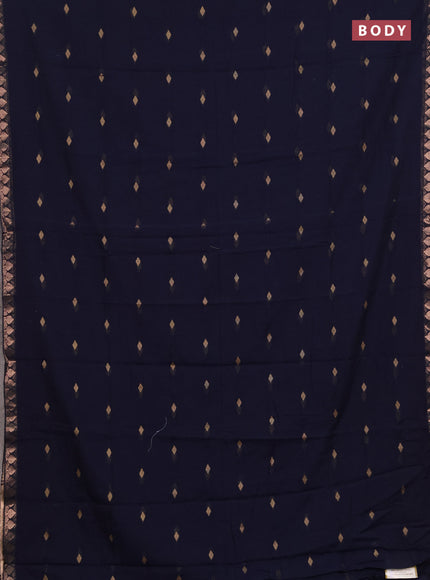 Bengal soft cotton saree navy blue with allover thread woven buttas and zari woven border