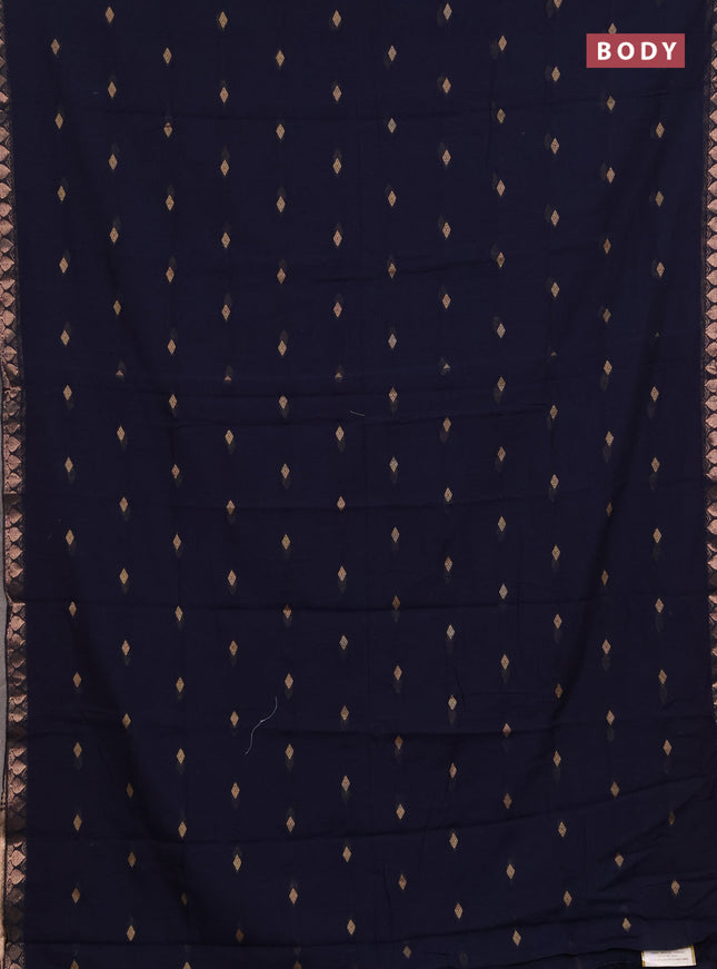 Bengal soft cotton saree navy blue with allover thread woven buttas and zari woven border