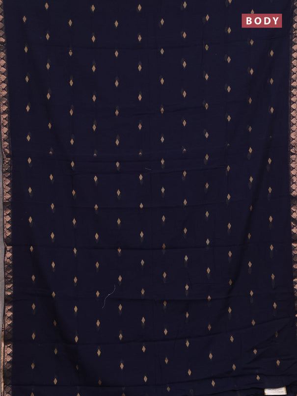 Bengal soft cotton saree navy blue with allover thread woven buttas and zari woven border