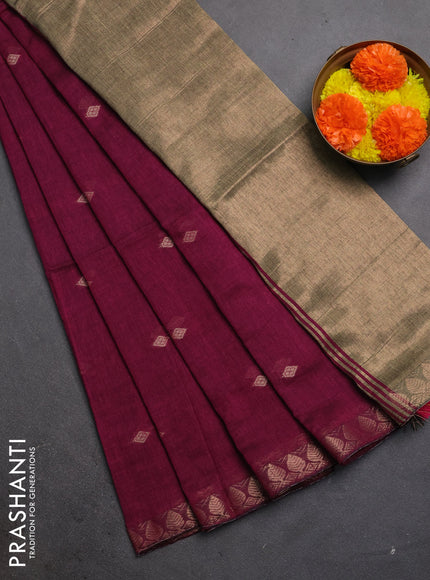 Bengal soft cotton saree pink with allover thread woven buttas and zari woven border