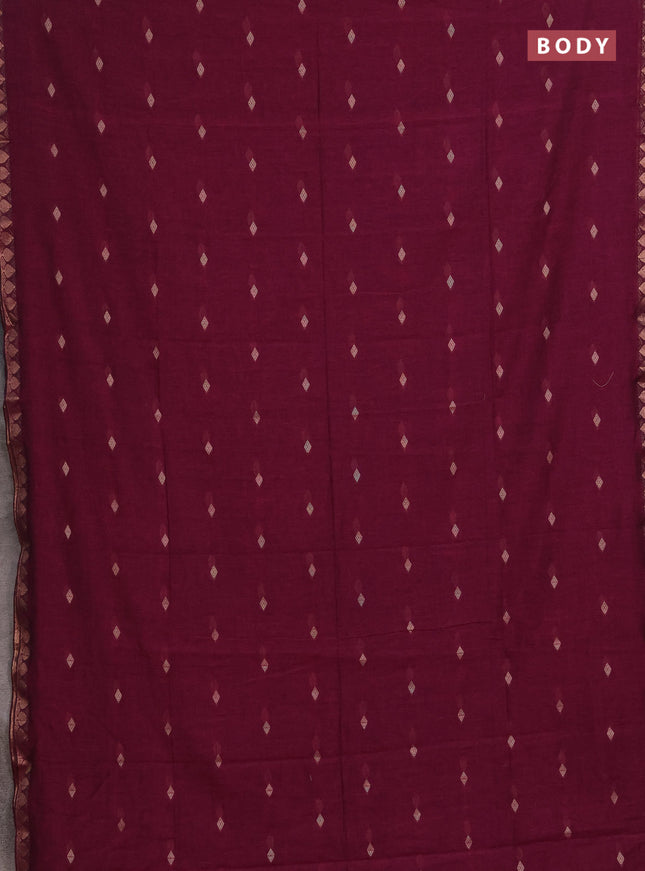 Bengal soft cotton saree pink with allover thread woven buttas and zari woven border