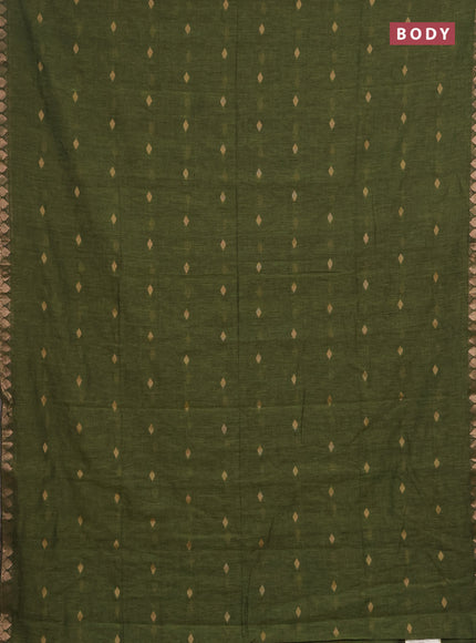 Bengal soft cotton saree mehendi green with allover thread woven buttas and zari woven border