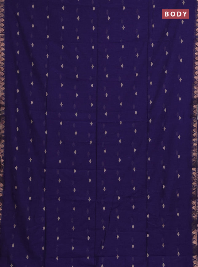 Bengal soft cotton saree violet with allover thread woven buttas and zari woven border