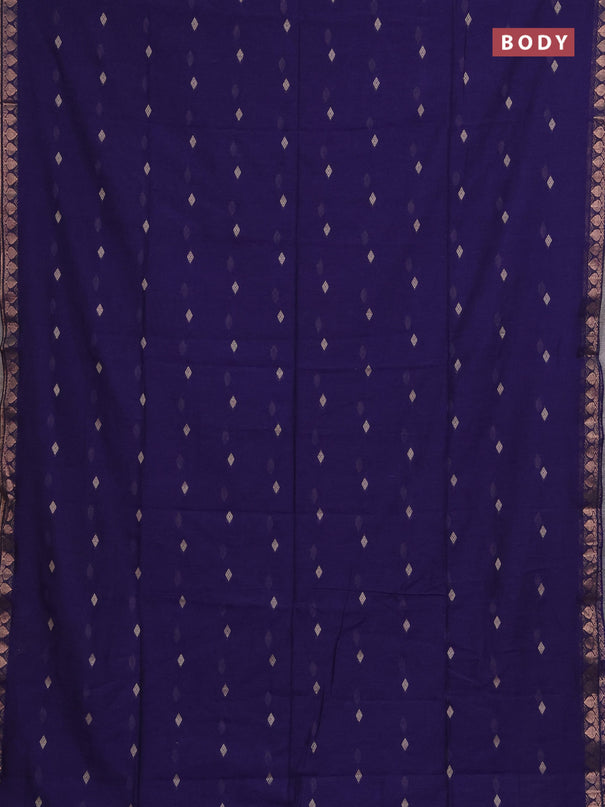 Bengal soft cotton saree violet with allover thread woven buttas and zari woven border