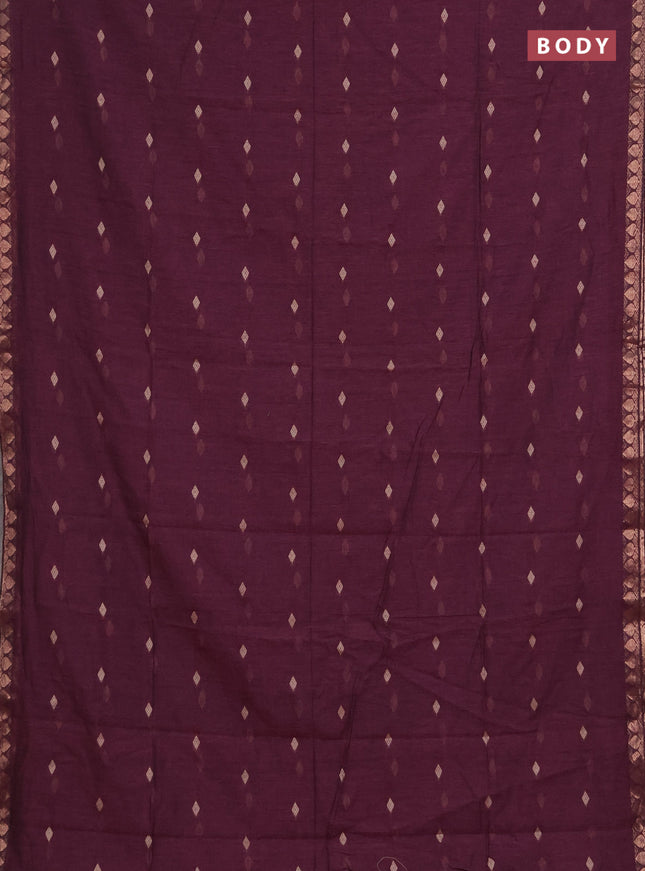 Bengal soft cotton saree magenta pink with allover thread woven buttas and zari woven border