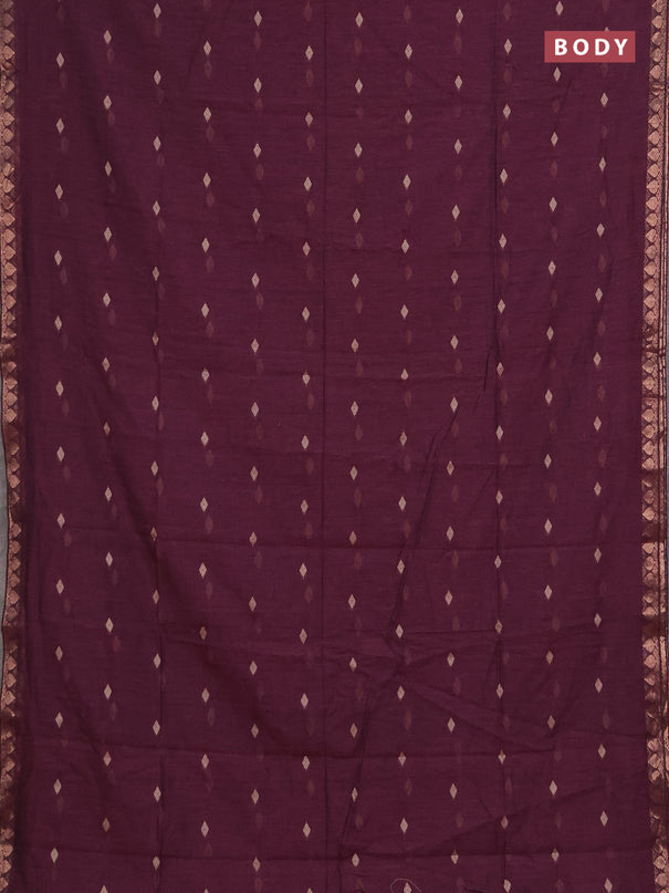 Bengal soft cotton saree magenta pink with allover thread woven buttas and zari woven border