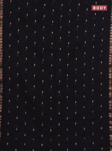 Bengal soft cotton saree black with allover thread woven buttas and zari woven border