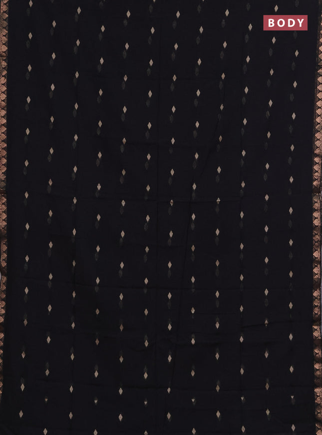 Bengal soft cotton saree black with allover thread woven buttas and zari woven border