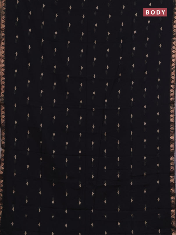 Bengal soft cotton saree black with allover thread woven buttas and zari woven border